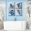 Beach Dark Blue Ocean Animal Angelfish Sea Turtle Octopus Jellyfish Canvas Art - 16" x 16"